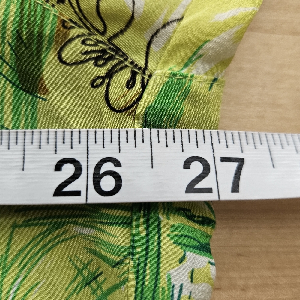 Vintage 90s PIANO Lime Green Silk Blouse Floral Print Long Sleeve Shirt 1X - Picture 8 of 12